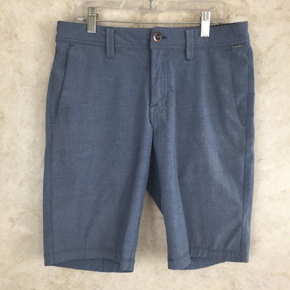 Volcom Blue Surf & Turf 4 Way Stretch Flat Front Shorts Men's Size 28 Waist